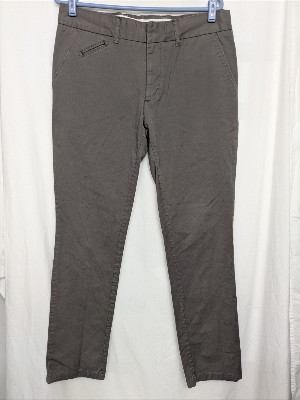Zara Men's Gray Cotton Linen Blend Chino Pants 32x32 Slim Straight Casual